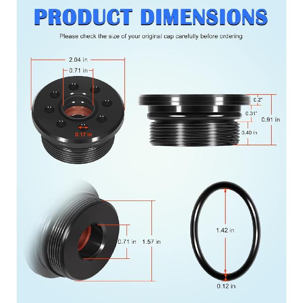 

Screw End with Seals Tilt and Trim for 115-250HP Honda/Suzuki/Yamaha 2 & 4 Stroke Engines, 64E-43821-01-00 FSM023 48630-96J00 Outboard Power Trim Cap