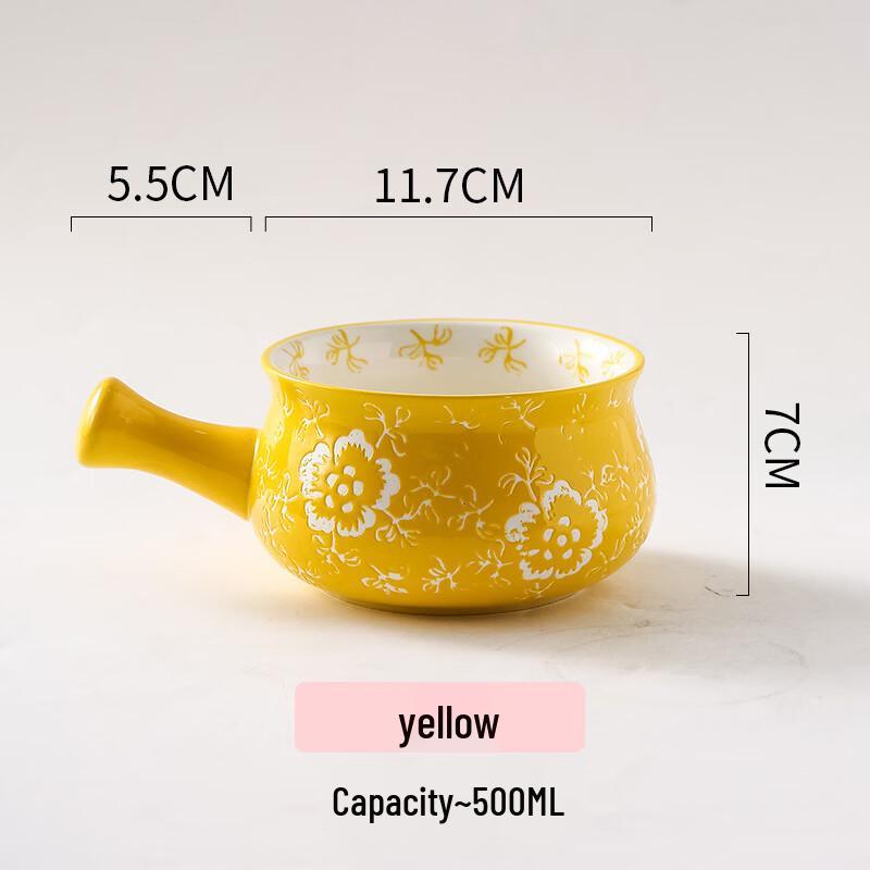 

Embossed Floral Bone China Handle Bowl Set