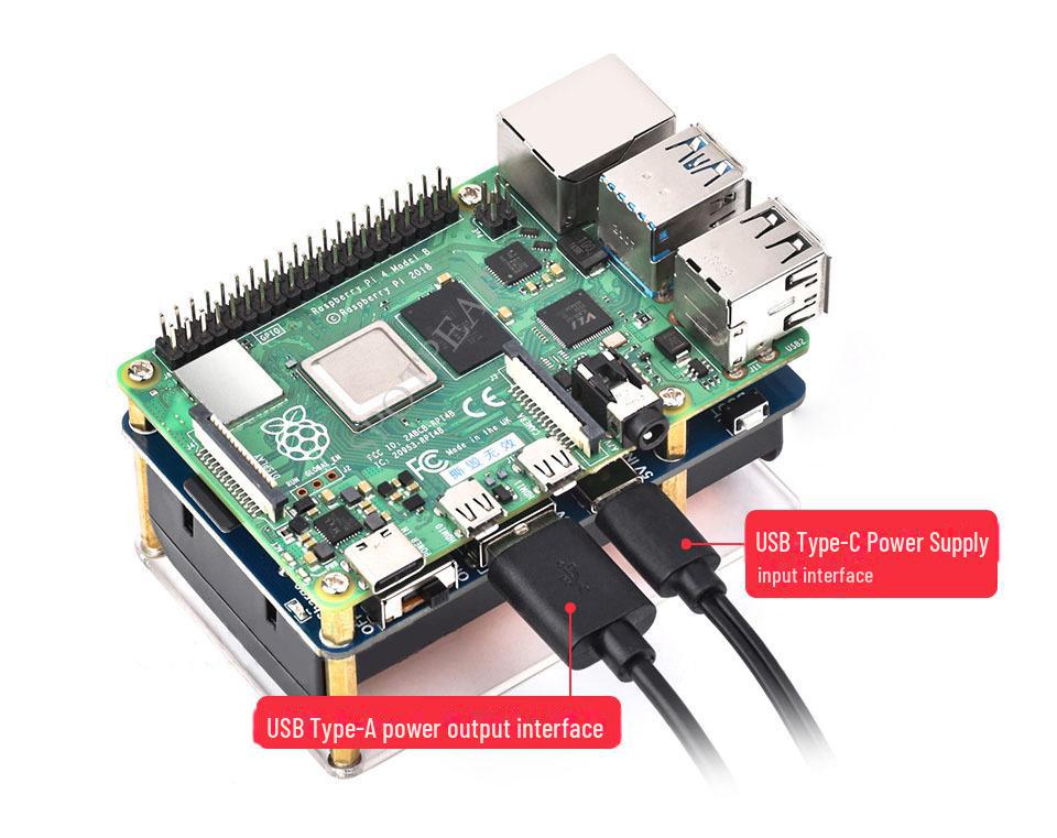 Raspberry Pi 21700 Large Capacity UPS Module: 5V Output, Simultaneously Supports Charging & Discharging