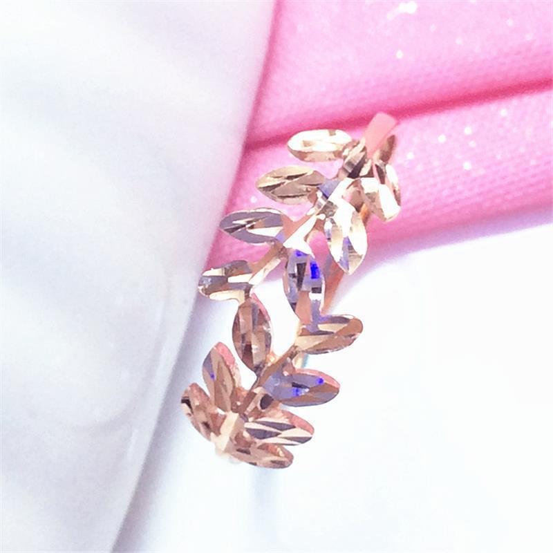 Purple Gold Plated Rose Gold Leaf Ring, Simple Personality Temperament, Live Design Ring