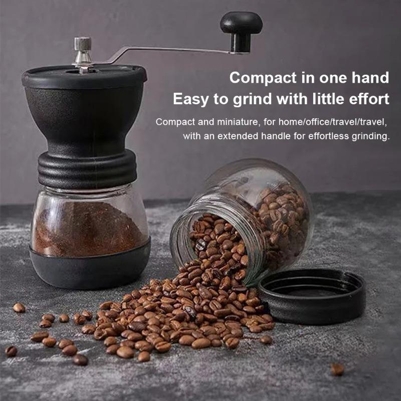 Camping Coffee Grinder Coffee Grinder Set Manual with Glass Jar Adjustable Ceramic Burr Large Capacity Hand for Home Travel