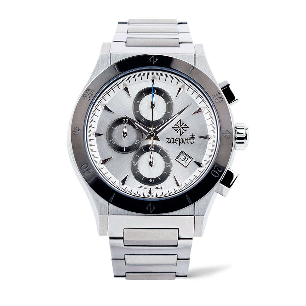 Jaseupelo Swiss Men'S Sportivo Metal Watch Sg401-02 Silver+Black