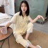 Summer French High-End Bear Pajamas Women'S Short-Sleeved Trousers Thin Contrasting Color Loungewear Women'S Suit
