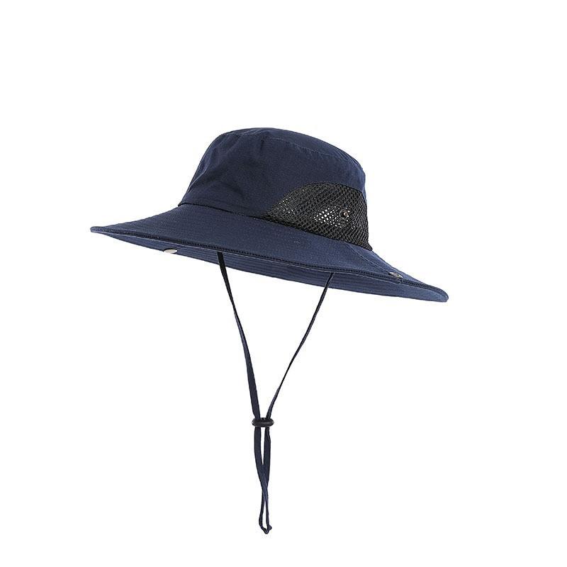 Quick Drying Summer Men'S Bucket Hat Outdoor Uv Protection Wide Border Panama Safari Hunting Hiking Hat Mesh Fisherman'S Hat