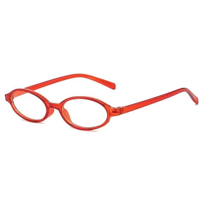Retro Transparent Red Small Frame Oval Glasses Frame Plain Flat Mirror Concave Shape Female Y2K Myopia Glasses Small Face
