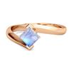 Moonstone Sleek Tension-Style Ring - 925 Sterling Silver Rose Gold Vermeil