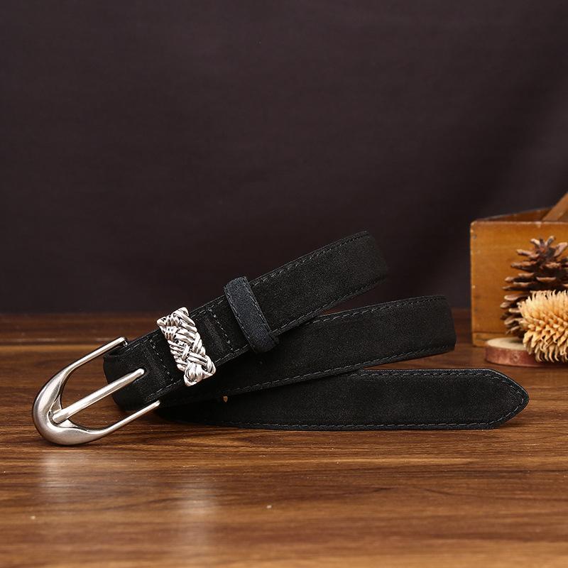 2.4Cm Wide Retro Matte Turned Fur Belt Women S Suede Versatile Fashion Casual Internet Celebrity Anti-Velvet Belt Women 100cm
