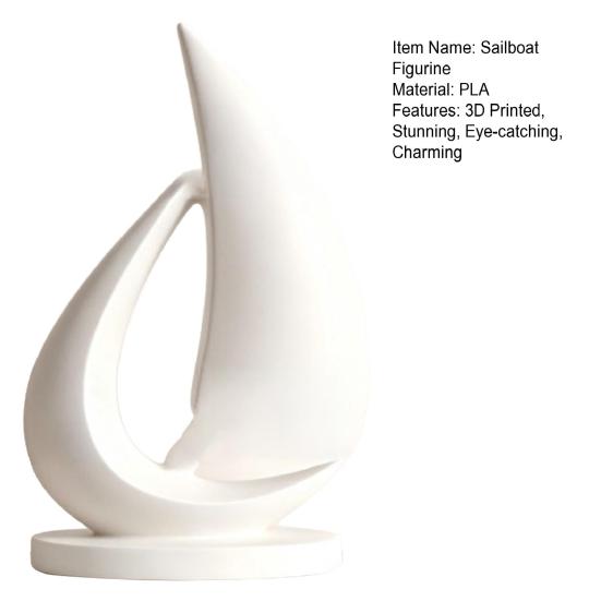 Modern Sailboat Statue 3D Printed Shipping Boat Figurine for Living Room Coffee Table Office Shelf Table Centerpiece