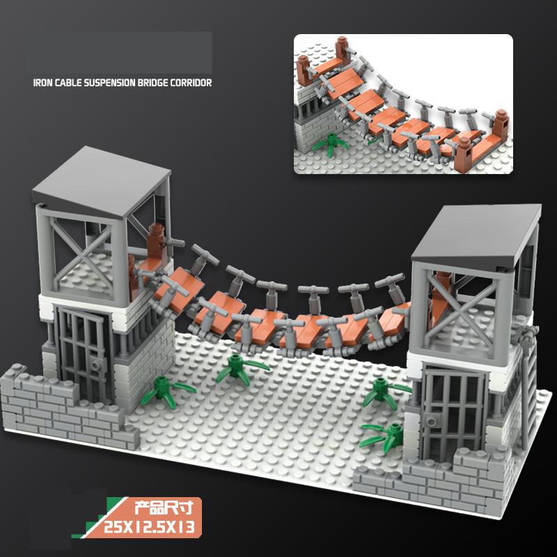 WW2 Suspension Bridge Soft Ladder Scale Ratio Model Brick Playset Army Base Barbed Wire Block Bricks Brick Playset Playset Toys  Playsetss