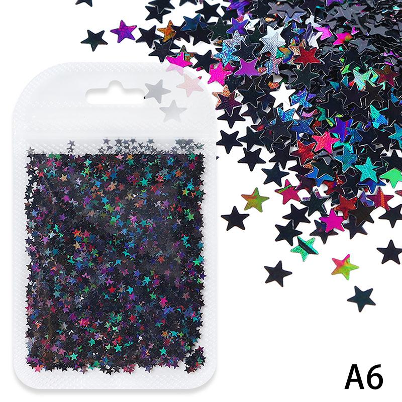 3mm Star Shaped Holographic Nail Glitter Mix Laser Nail Charm Colourful Bling Decoration Accessories for Nail Art