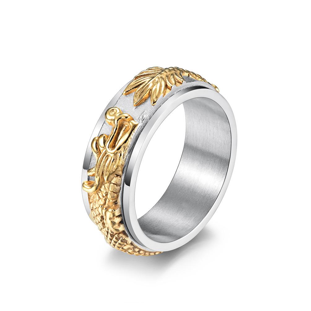 National Style Chinese Loong Circling Dragon Rotatable Decompression Ring Domineering Dragon Transport