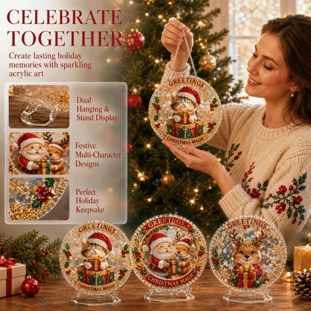 100pcs Clearer Christmas Puzzle Acrylic Christmas DIY Sun Catcher Festival Decor