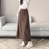 New 2025 Slimming Black High-Waisted A-Line Midi Skirt for Women - Early Autumn Versatile, Lazy Style