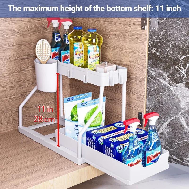 New Temu Amazon Pull-out Storage Rack Kitchen Bathroom Sink Storage Rack Storage Rack