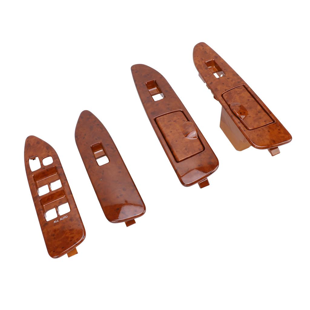 4pcs Window Switch Panel Set Front Rear Left Right for Land Cruiser J100 1998‑2007 Left Hand Drive Mahogany Color