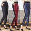 Damen Baumwollhose, elastische hohe Taille, gerades Bein, lange Hose mit Taschen, Patchwork-Farbe, verdickte Stepphose