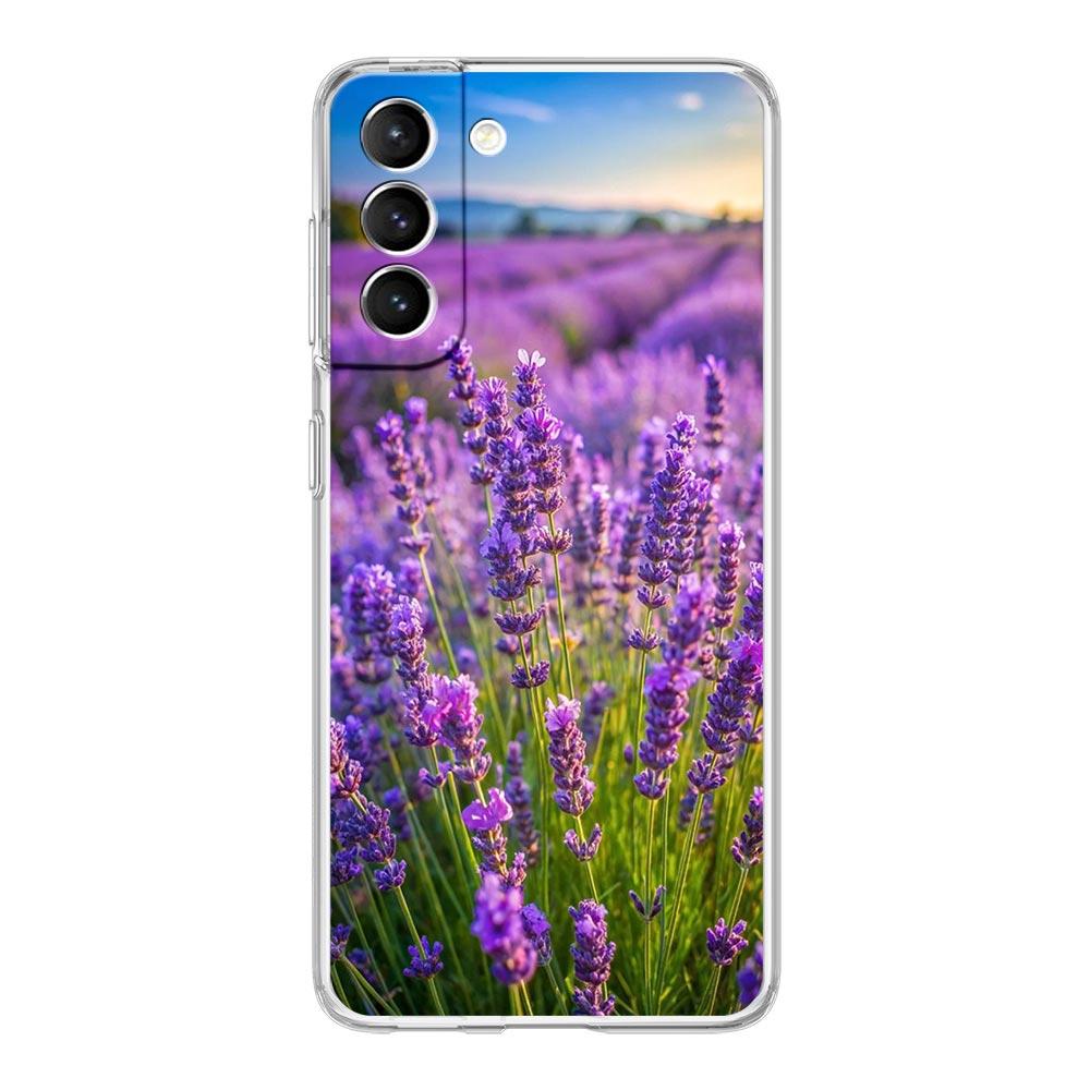 

Прозрачный чехол для телефона Samsung Galaxy S24 Plus S23 FE S22 S21 S20 Ultra 5G S10 S10E S9 S8 Чехол Простой лавандовый Фиолетовые цветы Samsung S24