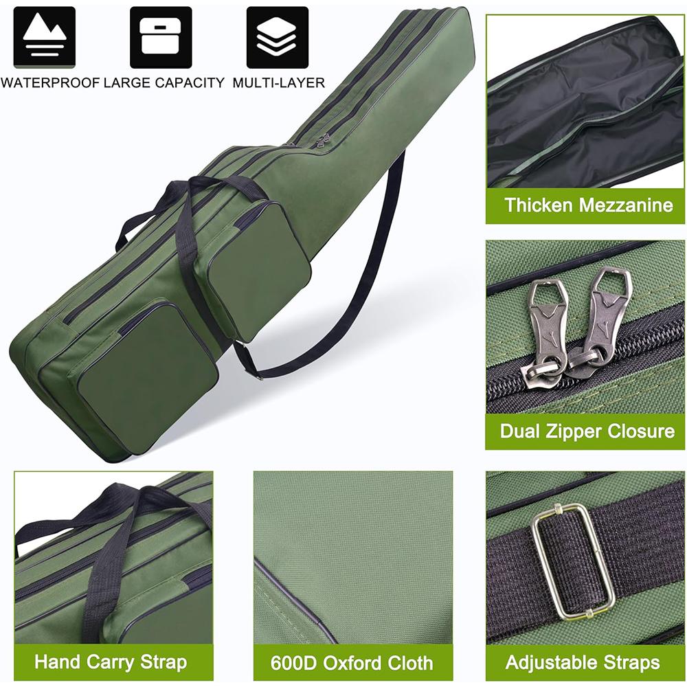 1Pcs Fishing Rod Case Portable Fishing Pole Bag Case 4.27ft Waterproof Fishing Rod Reel Carrier Bag Fishing Tackle Storage Bag