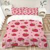 3pcs Strawberry Hearts print bedding quilt cover, soft and comfortable quilt cover suitable for bedroom and guest room200