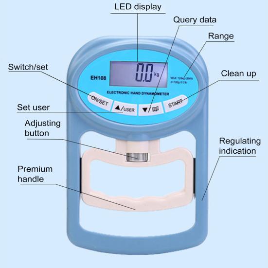 Elektryczny Tester Siły Chwytu Wyświetlacz LED Dynamometr Siły Chwytu Ręcznego Regulowany Trener Chwytaka