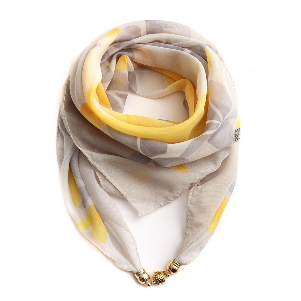 Women's Summer Magnetic Buckle Silk Scarf: Versatile, Fashionable Chiffon Square Scarf for Shirts
