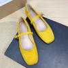 Fashion Flat Shoes for Women 2025 Square Toe Shallow Mouth Suede New Mary Jane Shoes Large Size Women's Shoes 42 43 44 Zapatos
