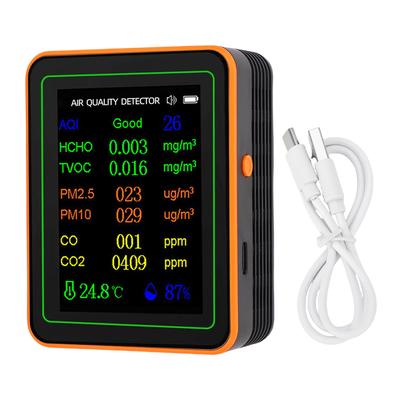 12 In 1 Air Quality Tester CO2 HCHO TVOC PM2.5 PM10 Temperature Humidity TFT Screen Rechargeable Air Quality Meter