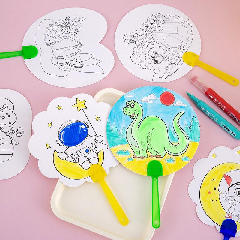 

Children s DIY Cartoon Round Fan Coloring Kit 5 DIY Graffiti Fans