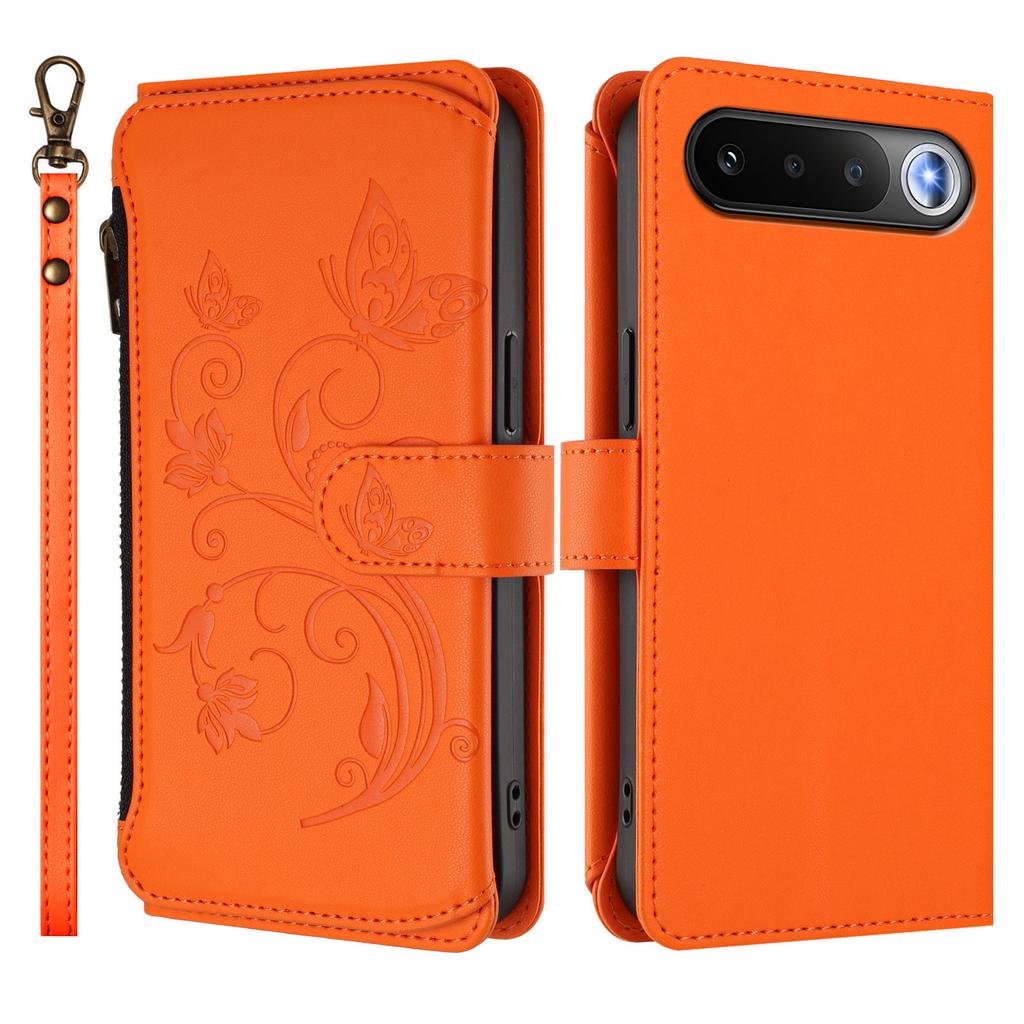Wallet Case for 16 5G Leather - Leather/PU, Orange, With Lanyard