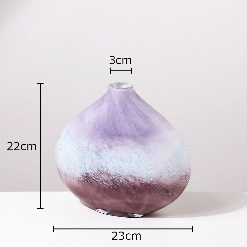 Colorful Gradient Glass Vase Potted Plant Table Decoration Artificial Flowers Floral Arrangement Vases Room Aesthetic Decor