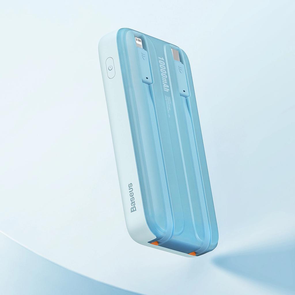 Powerbank Baseus Comet Series with Display 10000mAh 22.5W - Blue + USB-A To USB-C Cable 0.3M - White