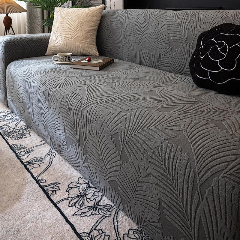 Simple Style Solid Color Sofa Cover New All Inclusive Universal Universal Straight Line One Piece Elastic Sofa Cover