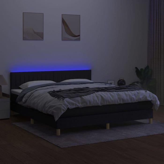 Maison Exclusive - Sommier à lattes de lit avec matelas LED Noir 160x200 cm Tissu