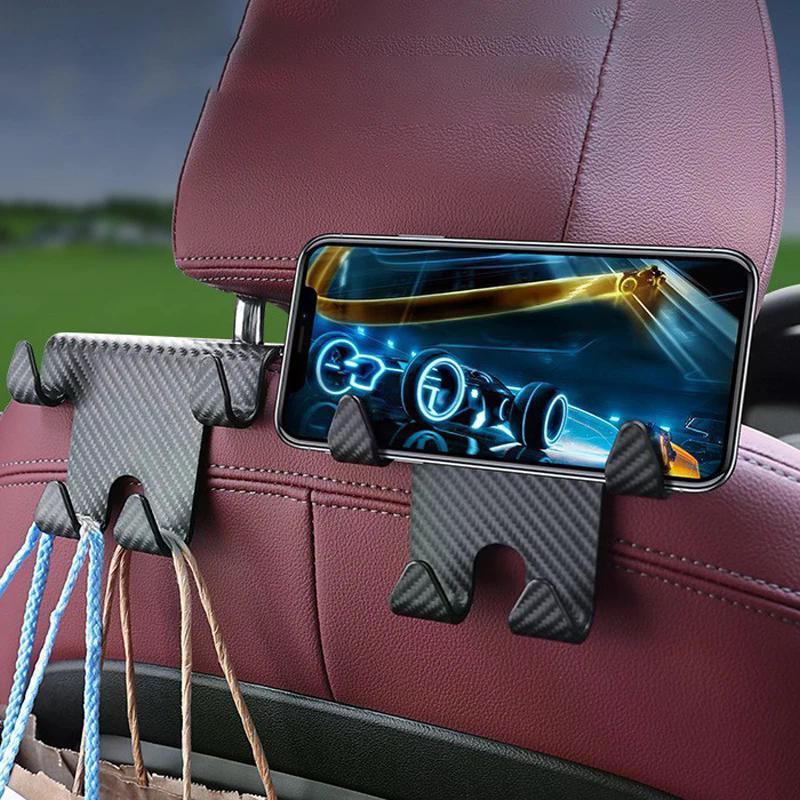 1/2Pcs Car Seat Headrest Hook Hanger Storage Organizer Universal For Handbag Purse Coat Fit Universal Vehicle Plastic