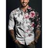 Herren lässiges Hemd mit Knopfleiste und Blumenprint für Frühling und Sommer Langarmhemd für tägliche Mode und Komfort