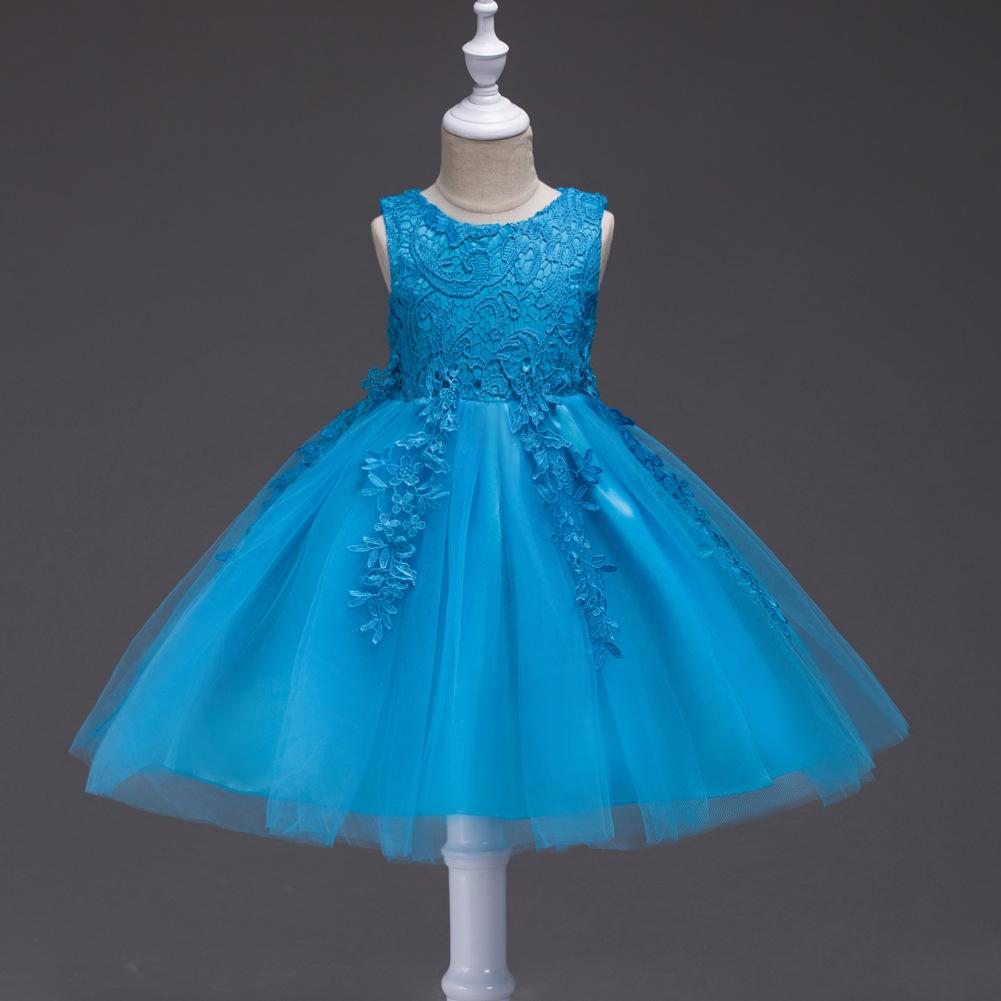 

Korean Style Children s Dress Girls Lace Princess Performance Backstage Tutu Dress 140cm синій
