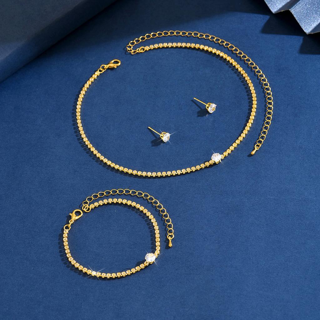 Ladies' fashionable, simple and versatile necklace, earring, bracelet, jewelry set suitable for daily wear, holiday gifts
