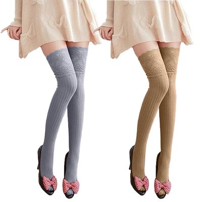 Stockings with Loli Thigh Beautiful Above the High Medium School and Commuting One Size Fits Pair [VIXA] Knee-high Lace, Pantyhose, Sexy, Cute, Style,