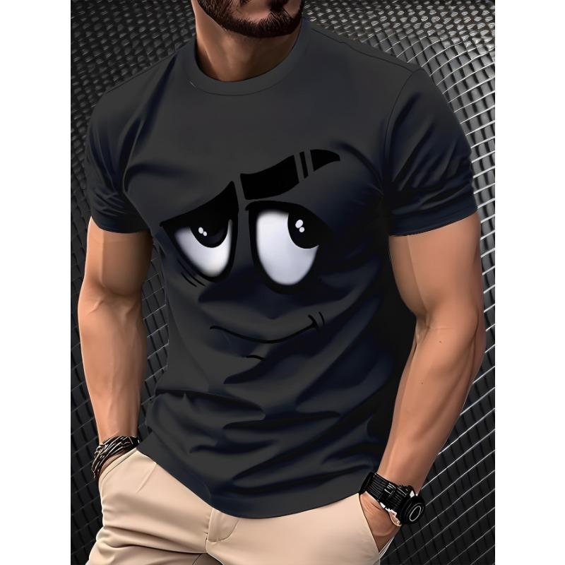 Men's Summer Casual T-Shirt Color Block Stripe Print Fashion Short Sleeve