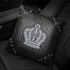 1PC Fashion Rivet Punk Style Car Neck Pillow High Quality Leather Embroidery Crown Auto Headrest Waist Supports Car Accessories