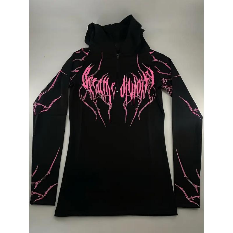 

Breathedivinity Спортивні та фітнес-легінси з капюшоном, з принтом, з напівблискавкою, швидкосохнучі, високі L рожевий