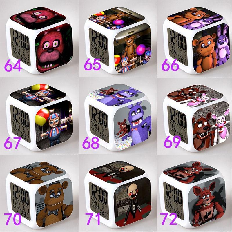 Bear Multifunction Fnaf 7color Digital Alarm Clock Led Watch Alarm Cube Clock