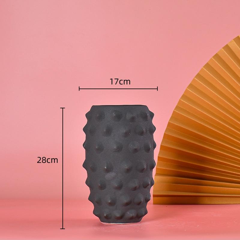 

Black Ceramic Vase Abstract Geometry Sea Urchin Spine Flower Vase Ceramic Handicraft Terrarium Home Decoration Accessories