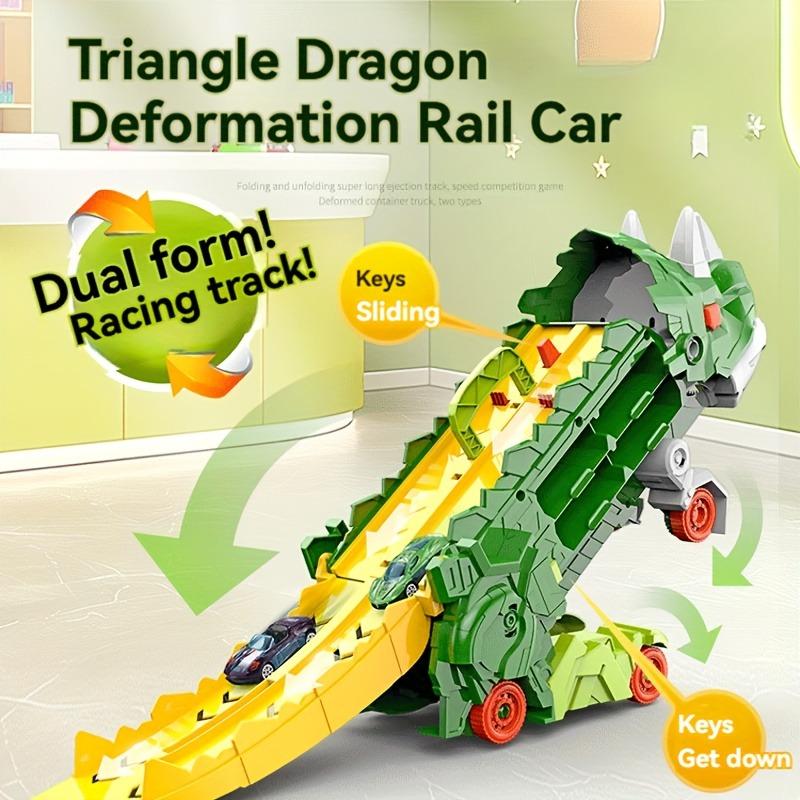Triceratops Deformation Dinosaur Car Model Pull Back Alloy Car Track Parking Lot Ejection Foldable Children Educational Toys