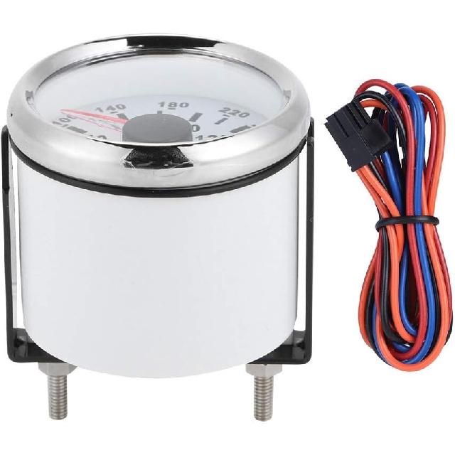 Water Temperature Gauge,52mm/2in Marine Engine Water Temperature Gauge 40 120 ℃ Temp Meter for Boat RV(White Dial Silve)