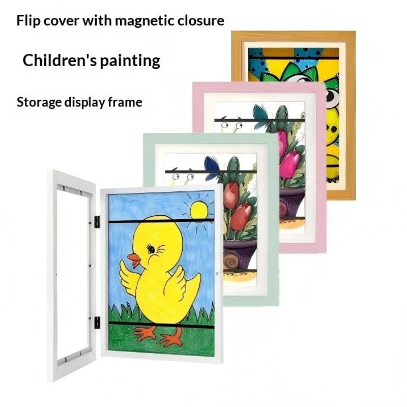 Ids Art Frames, Front Opening Kids Artwork Frames Changeable, White Artwork Display Storage Frame For Wall, Holds 50 Pcs, For 3D
