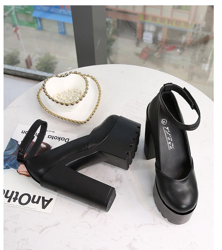Women Slingback Pumps 15CM High Heel Waterproof Platform Peep Toe Shoes Chunky Block Heel Sandals