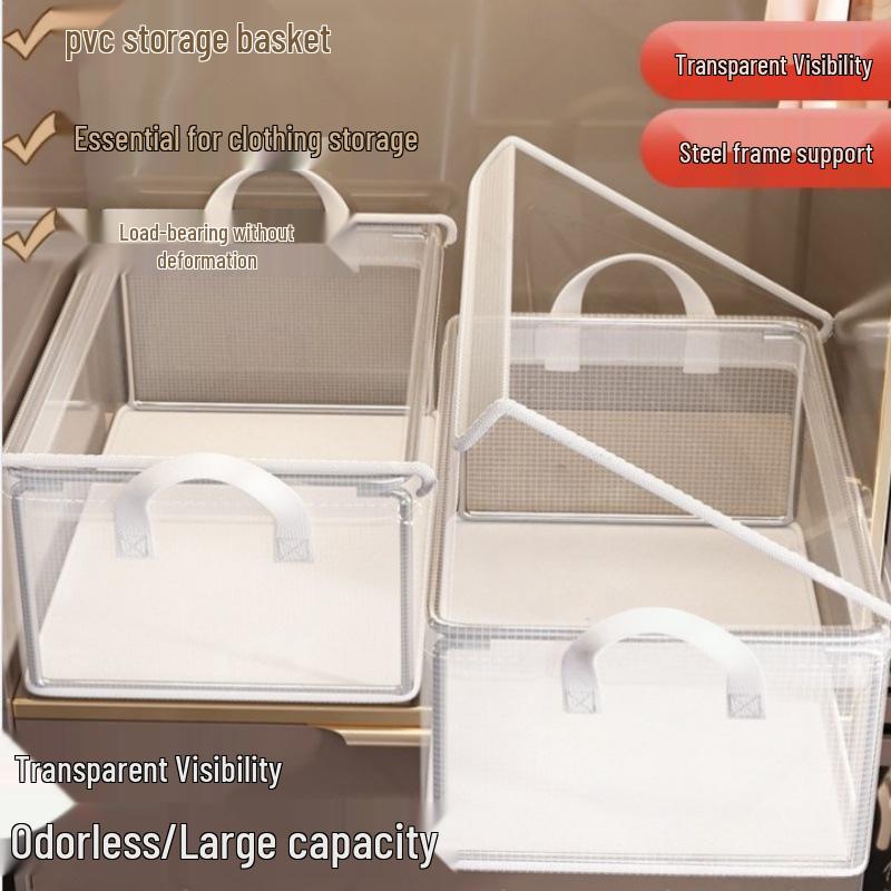 Transparent Clothing Storage Box with Lid for Dorms