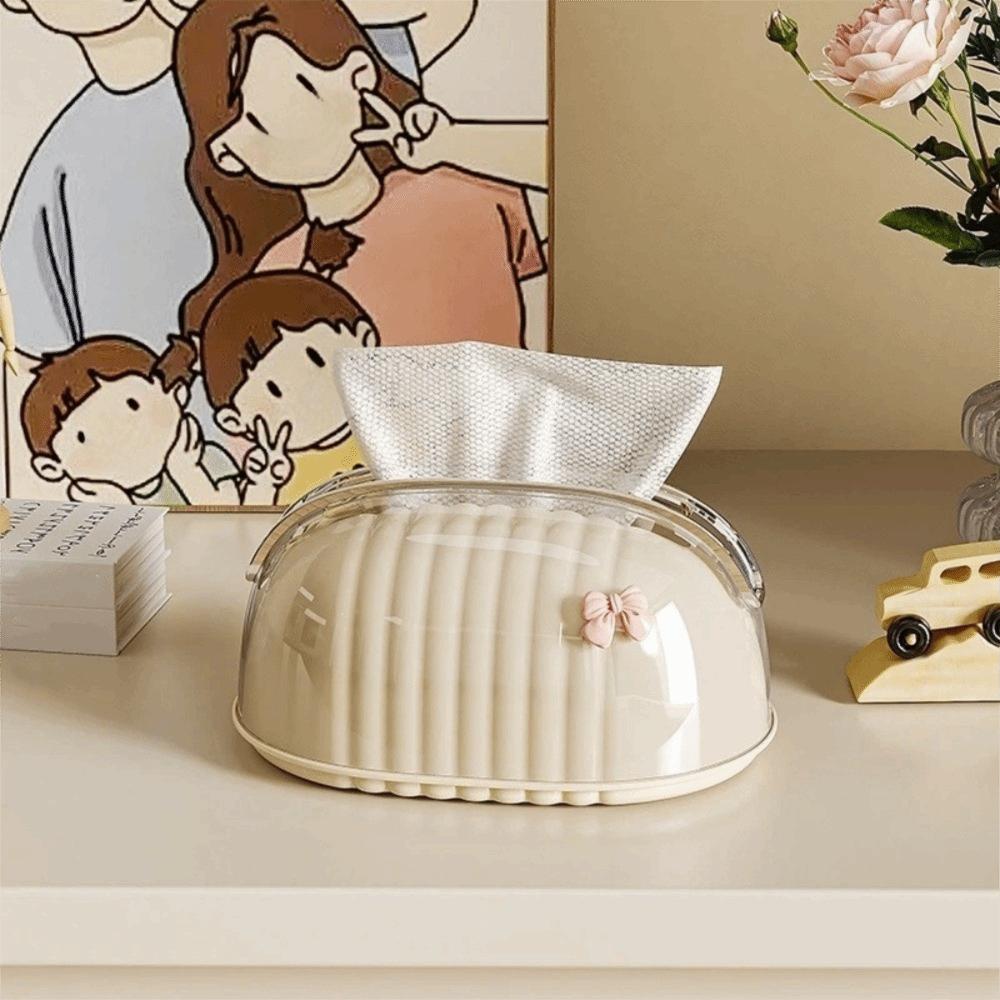 Portable Dust-Proof Dopamine Tissue Box Double Layer with Shelf Paper Towel Case Sealed Plastic Napkin Holder Room Decor