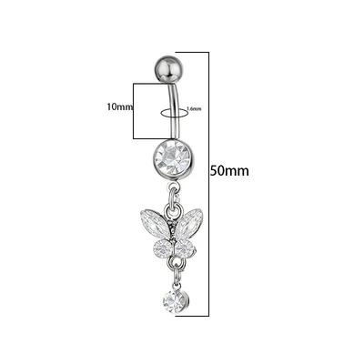 Butterfly Crystal Dangle Belly Button Ring Stainless Steel Navel Piercing Jewelry For Women Summer Beach